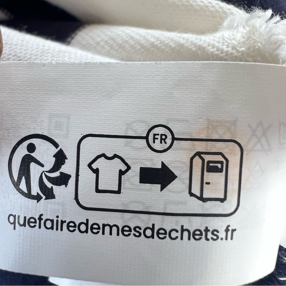 Zara Navy White Striped Long-Sleeve Cotton Rugby Preppy Polo Shirt Top SZ L - Picture 8 of 11